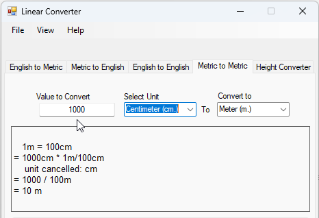 Metric to Metric Converter